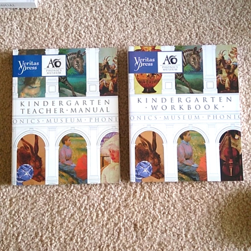 Veritas Press Phonics Museum Kindergarten Workbook and Teacher Manual Set (NEW)